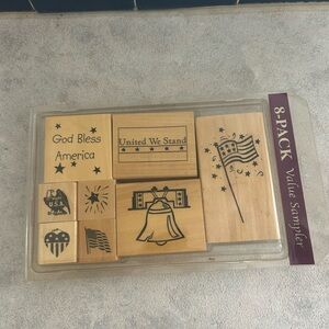 Fourth of July wooden rubber stamps